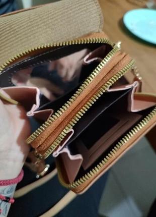Жіноча сумка-портмоне. міні сумка через плече коричнева3 фото