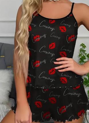 Піжама жіноча red lip print розмір l