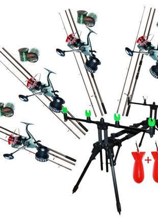 Професійний короповий набір bratfishing | 4 спінінга 3.3 м., 4...