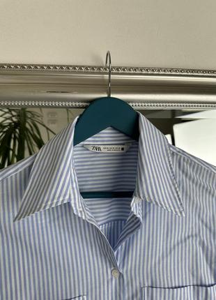 Рубашка zara голубого цвета в полоску2 фото