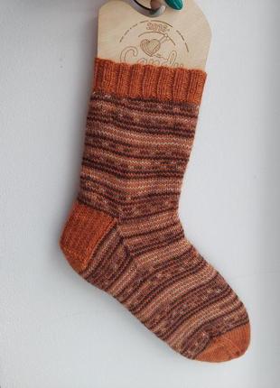 Жіночі осінні базові шкарпетки. помаранчеві шкарпетки. вовняні шкарпетки. в'язані шкарпетки.2 фото