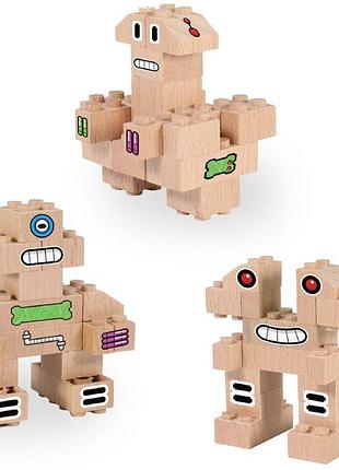 Дерев'яний конструктор дитячий fabbrix jg 1805 robots роботи 2