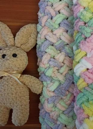 В'язаний плюшевий плед+зайчик