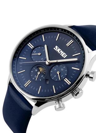 Класичні чоловічі годинники skmei(скмей) blue silver 9117