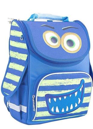 Ортопедический каркасный рюкзак/ранец monster smart pg-11 для школы, синий, для мальчика1 фото