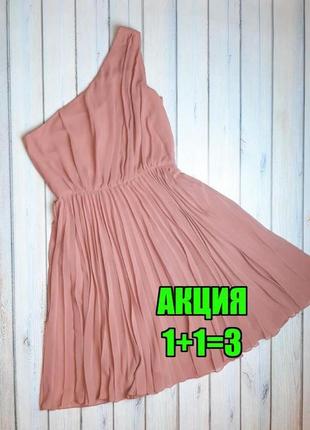 💥1+1=3 нарядное праздничное розовое платье платье плиссе на одно плечо mango, размер 46-48