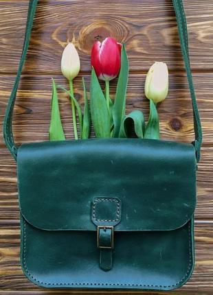 Жіноча сумка art pelle handy зелена (crazy horse)1 фото