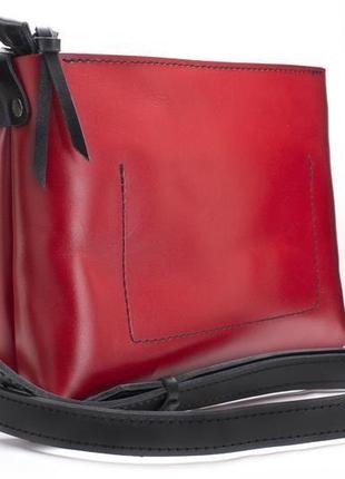 Кожаная женская сумка красная на молнии (art pelle bossy)4 фото