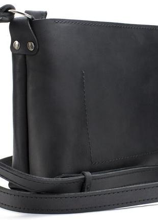 Женская сумка из натуральной кожи чёрная (art pelle bossy)4 фото