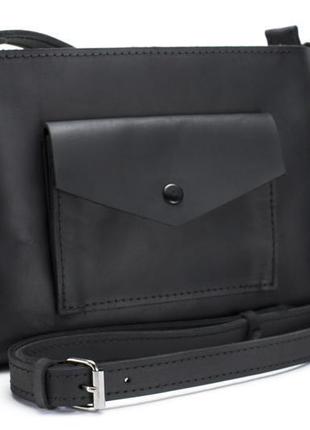 Женская сумка из натуральной кожи чёрная (art pelle bossy)3 фото