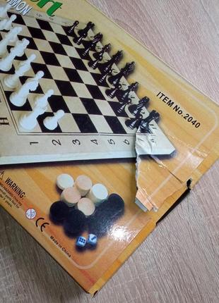Уцінка! набір для гри в шахи шашки нарди 3 в 1 дерев'яні c3681...2 фото