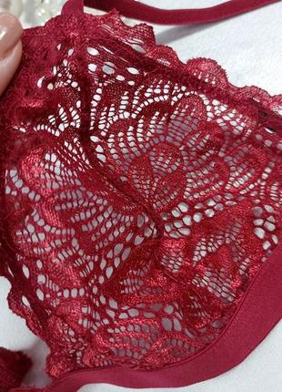 Красный сексуальный кружевной прозрачный бюстгальтер бралетт бра без косточек