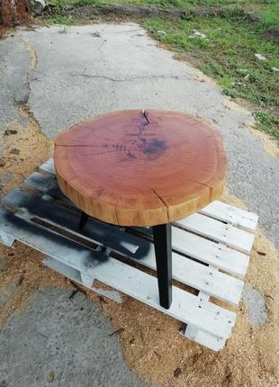 Приліжковий/кавовий/журнальний стіл зі зрізу дерева в стилі лофт2 фото