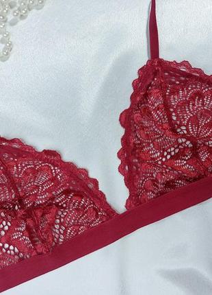 Красный сексуальный кружевной прозрачный бюстгальтер бралетт бра без косточек