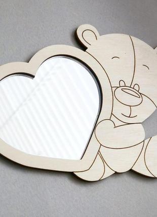 Мишка с зеркалом "сердце" для бизиборда 125х90мм1 фото