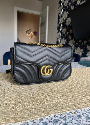 Сумка гуччі / gucci marmont black чорна