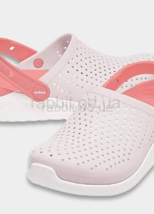 Крокс лайтрайд клог пудра детские crocs literide kids clog grey/powder/white10 фото