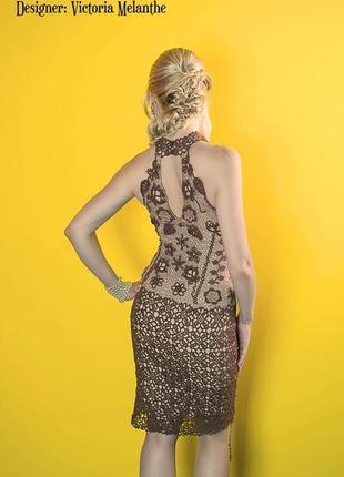 В'язане коктейльне плаття. мереживна сукня ручної роботи5 фото