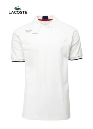 Мужская новая белая поло футболка lacoste [s-m, xl-xxl ]1 фото