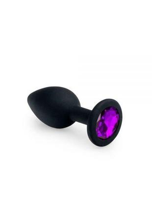Анальна пробка, black silicone amethyst, s
