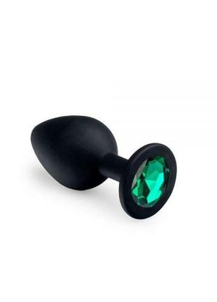 Анальна пробка, black silicone emerald, m
