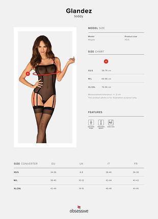 Боді напівпрозоре xs/s glandez obsessive, чорне 7