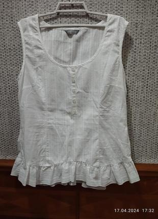 Белая легкая кофточка,блуза,майка из натуральной ткани1 фото