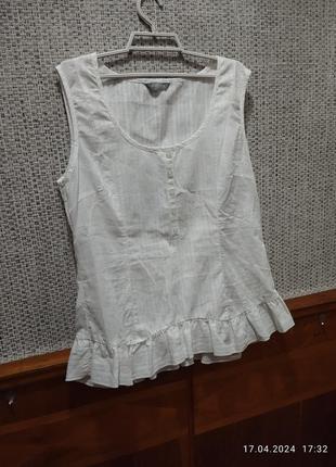 Белая легкая кофточка,блуза,майка из натуральной ткани2 фото