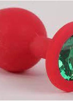 Анальна пробка, red silicone, emerald s