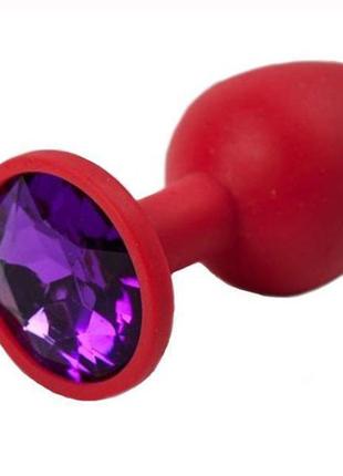 Анальна пробка, red silicone, amethyst s