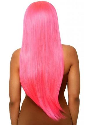 Довга пряма перука leg avenue, рожевий 83 см.2 фото
