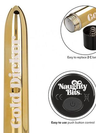 Вібратор naughty bits gold dicker vibe 5