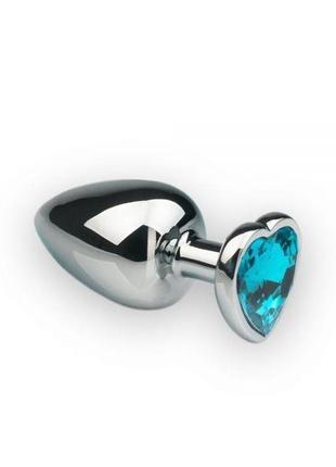 Анальна пробка, silver heart topaz, l