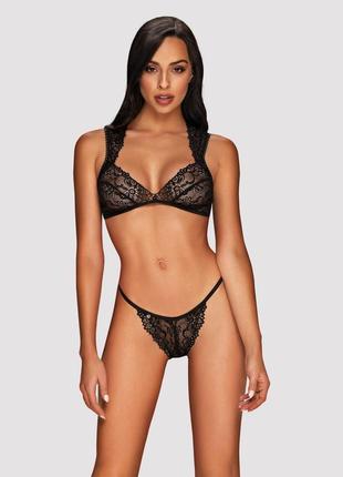 Комплект мереживної білизни obsessive elisetta set black s/m