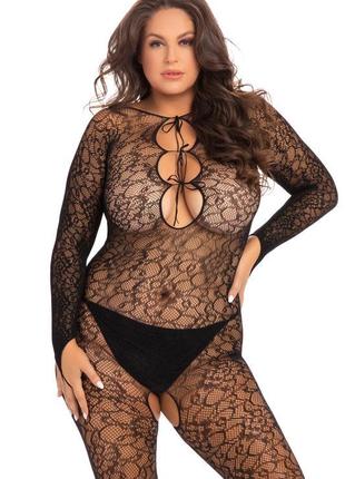 Комбинезон crotchless lace bodystocking, xl/2xl