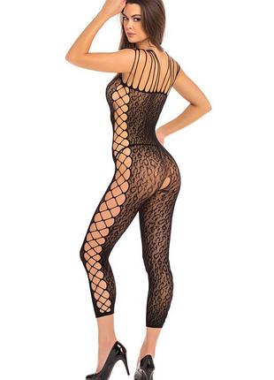 Боди animal crotchless bodystocking black, os 2