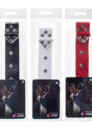 Нашийник leather restraints collar, white 4