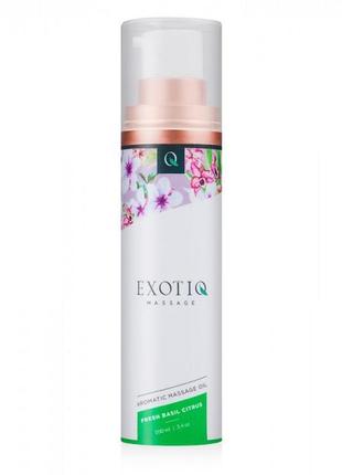 Масажна олія exotiq massage oil basil citrus з ароматом базилі...