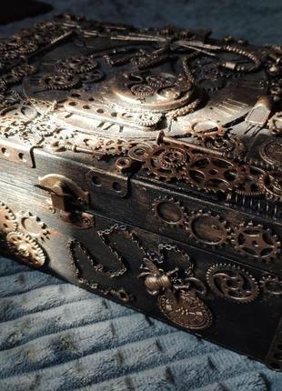 Шкатулка-органайзер в стиле стимпанк7 фото