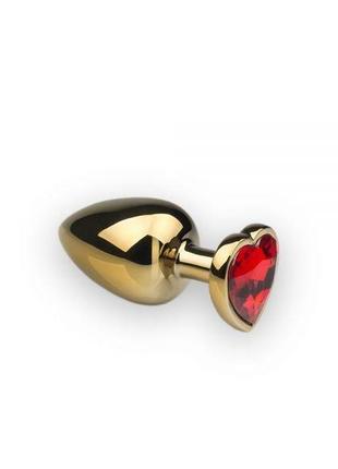 Красива анальна пробка gold heart ruby із кристалом у вигляді ...