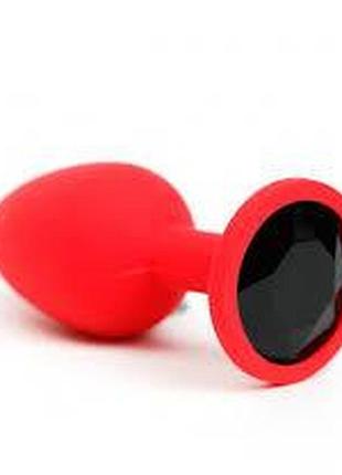 Анальна пробка, red silicone, black dimond l