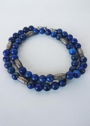 Намисто з натурального лазуриту в стилі етно