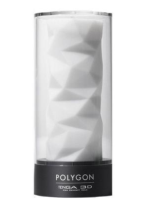 Мастурбатор хай-тек рельєфний polygon 3d tenga, білий, 15 х 7 см