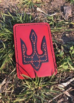 Обкладинка для паспорта або прав з натуральної шкіри (leather passport cover)1 фото