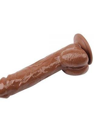 Вібромасажер jeff stryker 8.9" vibrating dildo, brown 4