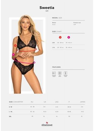 Комплект obsessive sweetia 2-pcs set black s/m 5