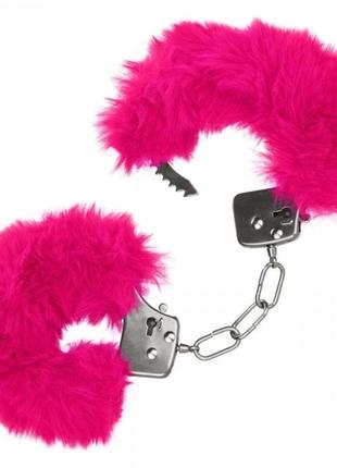 Наручники з хутром california exotic, металеві, рожеві
