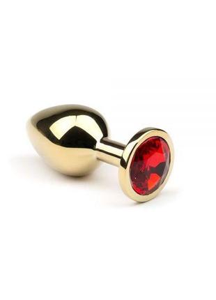 Анальний корок з каменем gold ruby, m