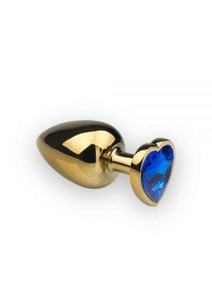 Анальна пробка,gold heart sapphire, m