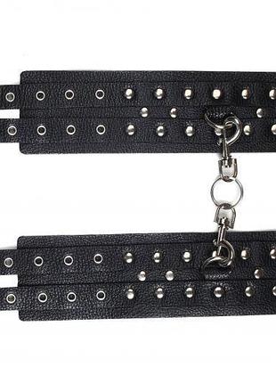 Окови leather double fix leg cuffs, black 2